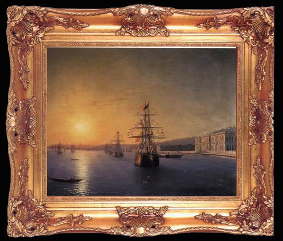 framed  unknow artist Seascape, boats, ships and warships. 10, Ta009